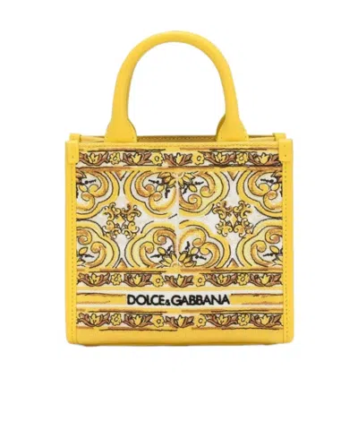 Dolce & Gabbana Mini Dg Daily Canvas Tote Bag In Yellow