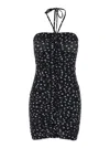 Dolce & Gabbana Mini Black Draped Dress With Polka Dots Print In Black