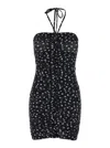 Dolce & Gabbana Mini Black Draped Dress With Polka Dots Print In Black