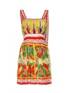 Dolce & Gabbana Mini Dress With Carretto Print In Chiffon