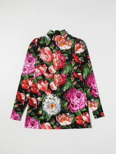 Dolce & Gabbana Kids' Mini Dress With Floral Pattern In White