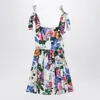 Dolce & Gabbana Floral-print Cotton-blend Poplin Mini Dress In Multicolor
