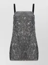 Dolce & Gabbana Mini Dress With Spaghetti Straps And Sequins In Gray