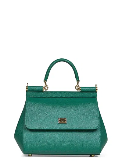 Dolce & Gabbana Mini Front Flap Bag With Double Magnet Closure In Green