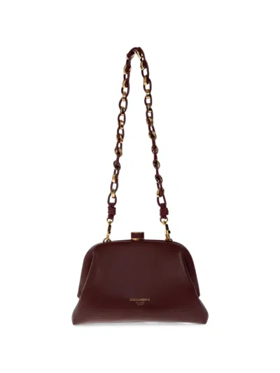 Dolce & Gabbana Mini Grandma Leather Clutch Bag In Red