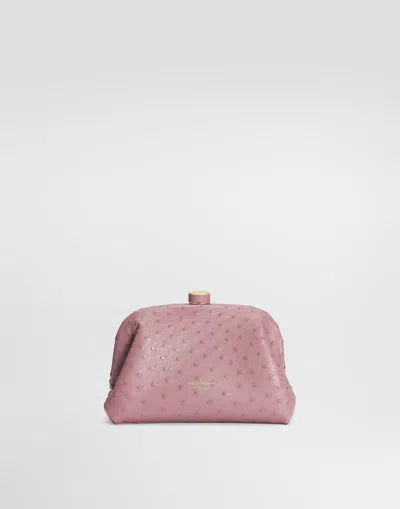 Dolce & Gabbana Mini Grandma Ostrich Leather Handbag In ピンク