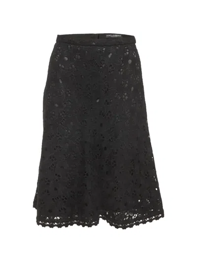 Pre-owned Dolce & Gabbana Mini Lace Skirt In Black
