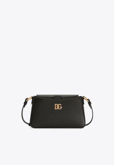Dolce & Gabbana Mini Laminated Leather Shoulder Bag In Black