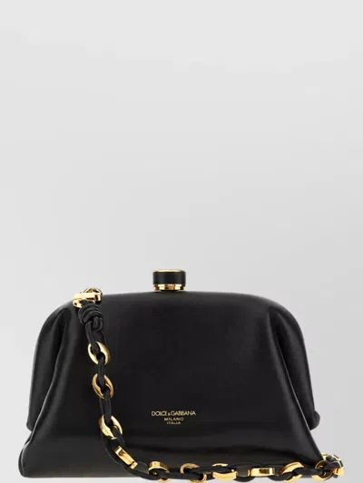Dolce & Gabbana Mini Leather Clutch Bag In Black