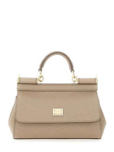 Dolce & Gabbana Mini Leather Handbag In Sand