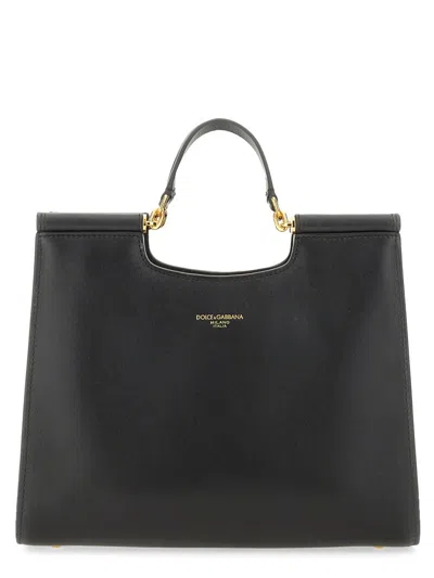 Dolce & Gabbana Mini Leather Shopping Handbag In Black