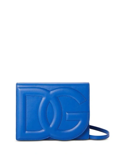 Dolce & Gabbana Mini Leather Shoulder Bag In Blue