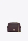 Dolce & Gabbana Mini Logo Plaque Leather Crossbody Bag In Purple