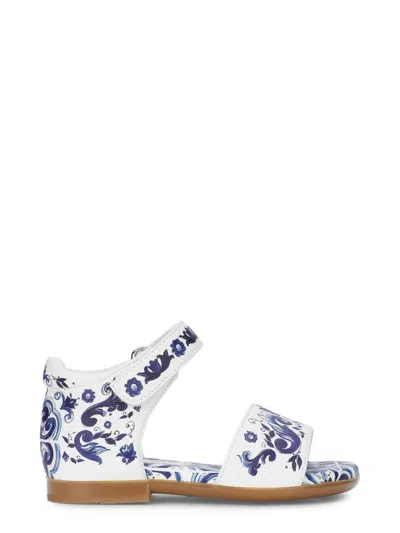 Dolce & Gabbana Mini Luxe Lamb Leather Sandals In Blue