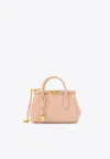 Dolce & Gabbana Marlene Leather Handbag With Logo Print In Sand