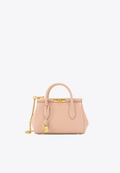 Dolce & Gabbana Mini Marlene Leather Top Handle Bag In Sand