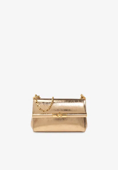 Dolce & Gabbana Mini Marlene Metallic Leather Shoulder Bag In Gold