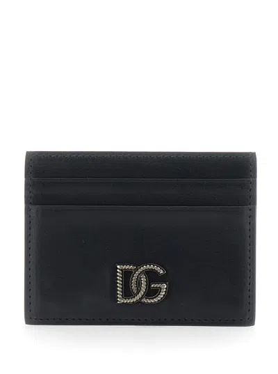 Dolce & Gabbana Mini Matte Nickel-plated Wallet With Dual Customization In Black