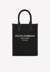 Dolce & Gabbana Mini Messenger Bag With Rubberized Logo In Black
