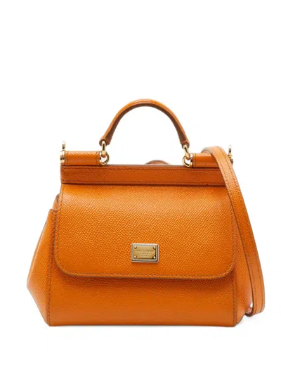 Pre-owned Dolce & Gabbana Mini Miss Sicily Two-way Handbag In Orange