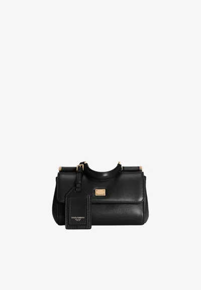 Dolce & Gabbana Mini My Sicily Calf Leather Handbag In Black