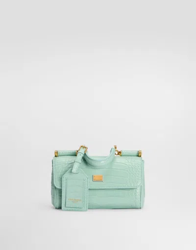 Dolce & Gabbana Mini My Sicily Handbag In Alligator In Blue