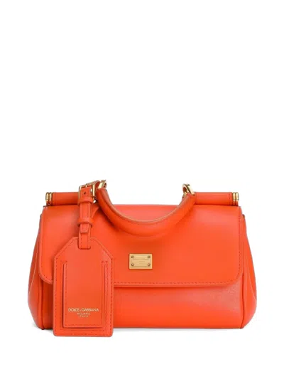 Dolce & Gabbana Mini My Sicily Handbag In Calfskin In Orange