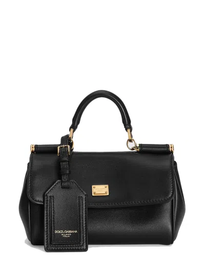 Dolce & Gabbana Mini My Sicily Handbag In Plongé Calfskin For Women In Black