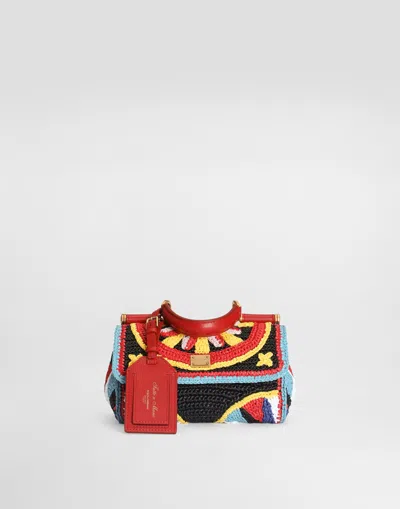 Dolce & Gabbana Mini My Sicily Handbag In Raffia In Multi