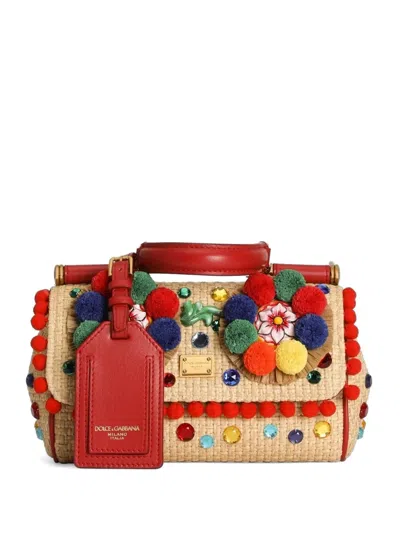 Dolce & Gabbana Mini My Sicily Handbag In Raffia In Multi