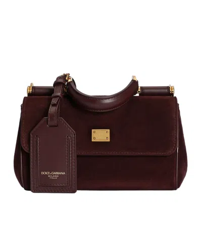 Dolce & Gabbana Mini My Sicily Handbag In Split Leather In Bordeaux