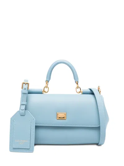 Dolce & Gabbana Mini My Sicily Leather Tote Bag In Blue