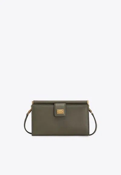 Dolce & Gabbana Mini Plongé Leather Crossbody Bags In Green