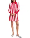 Dolce & Gabbana White Red Stripes Long Sleeves Mini Dress In Red