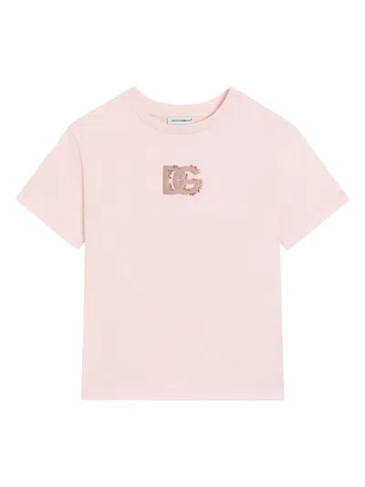 Dolce & Gabbana Mini Short Sleeve T-shirt For Kids In Pink