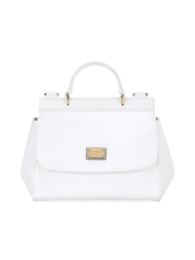 Dolce & Gabbana Kids' Mini Shoulder Handbag In Patent Leather In White