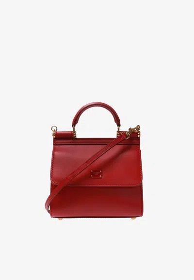 Dolce & Gabbana Mini Sicily 58 Top Handle Bag In Calf Leather In Red