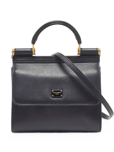 Pre-owned Dolce & Gabbana Mini Sicily 58 Tote Bag In Black