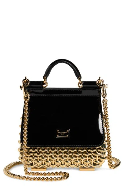 Dolce & Gabbana Mini Sicily Box Cage Shoulder Bag In Black