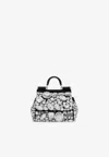 Dolce & Gabbana Mini Sicily Rhinestone-embellished Tote Bag In Black
