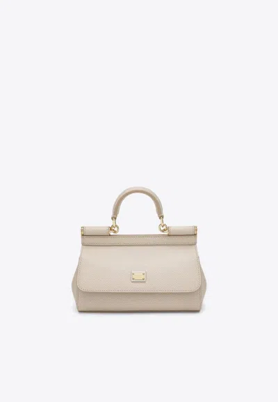 Dolce & Gabbana Mini Sicily Dauphine Leather Handbag In Pink