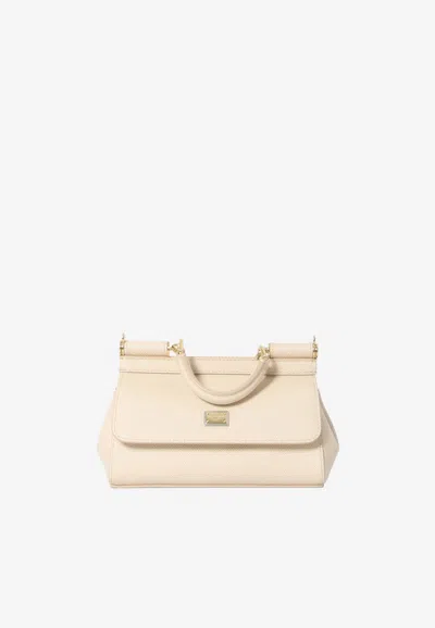 Dolce & Gabbana Mini Sicily Dauphine Leather Top Handle Bag In Pink
