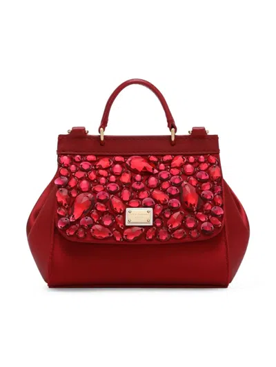 Dolce & Gabbana Kids' Mini Sicily Leather Handbag In Red
