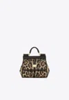 Dolce & Gabbana Mini Sicily Leopard Print Top Handle Bag In Brown