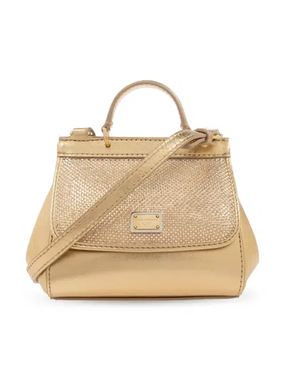 Dolce & Gabbana Kids' Mini Sicily Metallic-effect Bag In Gold