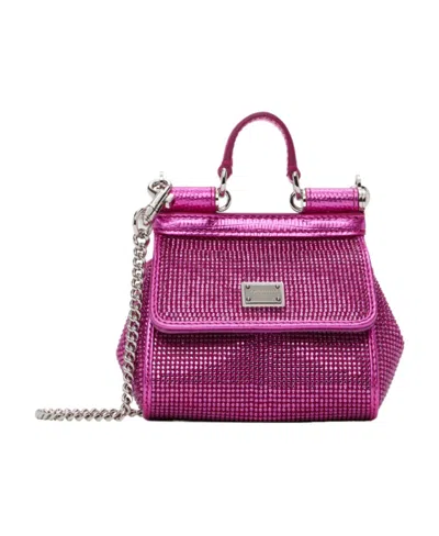 DOLCE & GABBANA MINI SICILY RHINESTONE-EMBELLISHED TOTE BAG