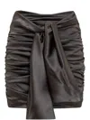 Dolce & Gabbana Side Bow Detailed Mini Draped Satin Skirt