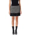 Dolce & Gabbana Short Micro-tweed Skirt With Lace Insert In Black