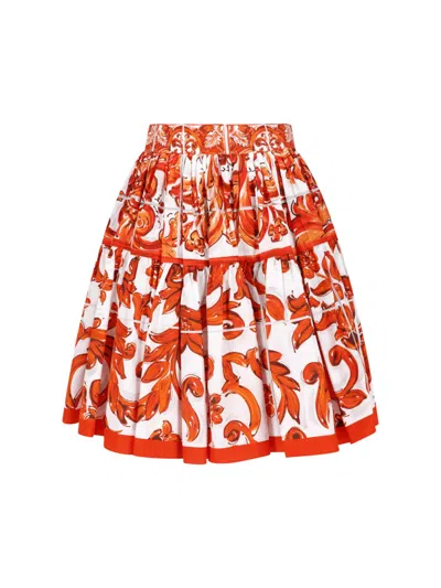 Dolce & Gabbana Mini Skirt "majolica" In Multi