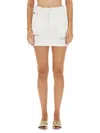 Dolce & Gabbana Short Skirt With Pockets And Distressed Finish In Neutrals